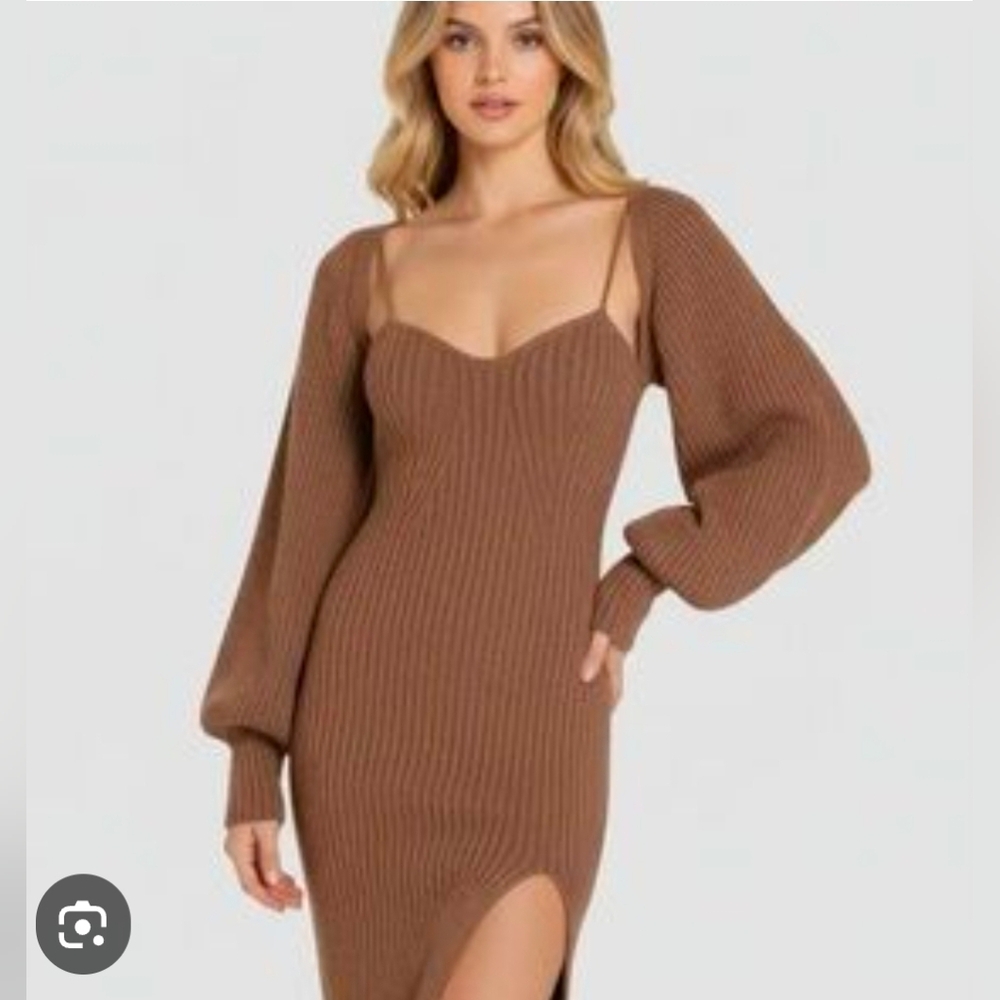 New Cider 4x 2 Piece Sweater Dress Set In Brown